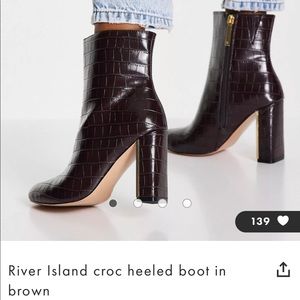 Chocolate Brown Crocodile Ankle Boots